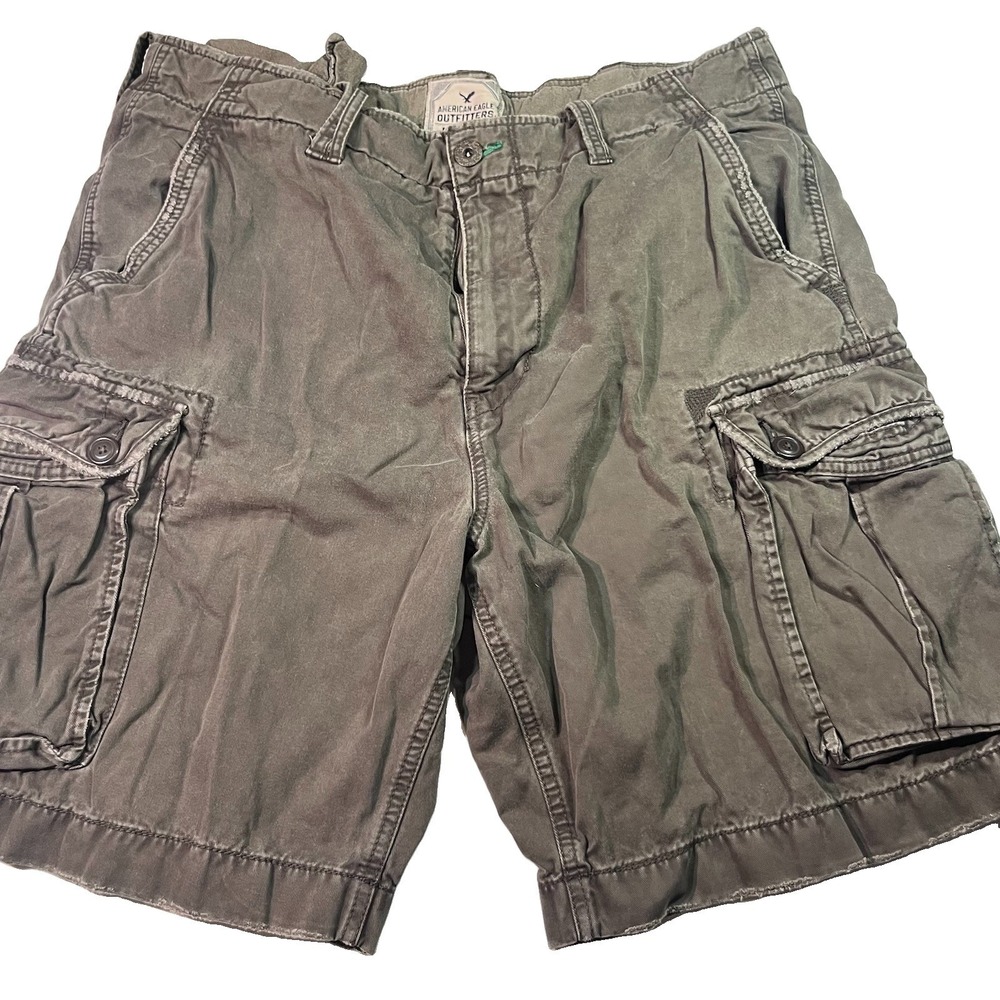 American Eagle Drag Gray Cargo Short 38 Utility Outdoor AE3 Distressed Vtg